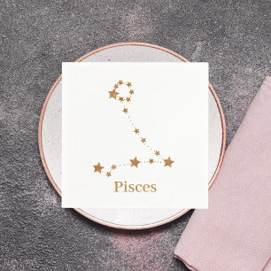 Modern Zodiac Sign Gold Pisces Element Water Napkins