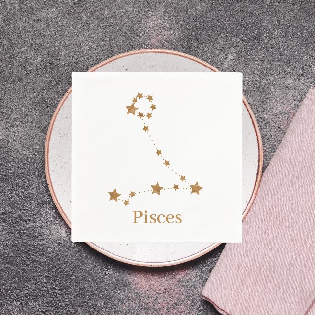 Modern Zodiac Sign Gold Pisces | Element Water Napkins (Creator Uploaded)