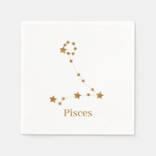 Modern Zodiac Sign Gold Pisces Element Water Napkins