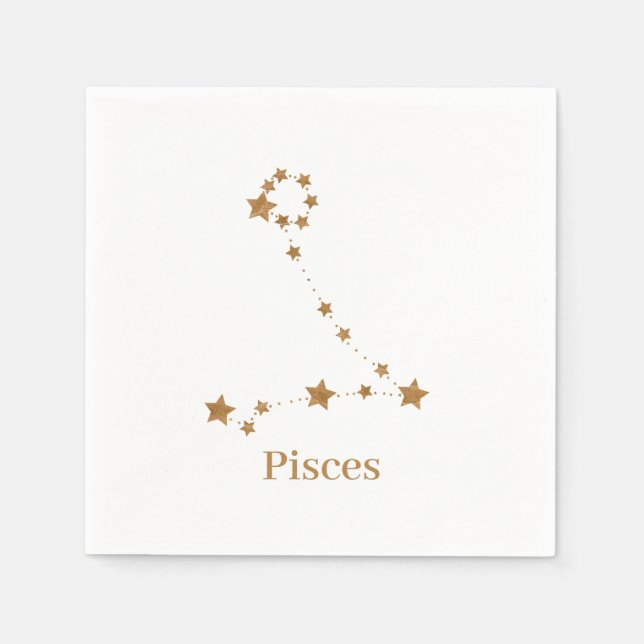 Modern Zodiac Sign Gold Pisces | Element Water Napkins (Front)