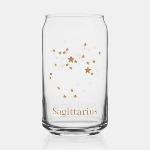 Modern Zodiac Sign Gold Sagittarius Element Fire Can Glass