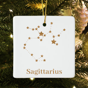 Modern Zodiac Sign Gold Sagittarius  Element  Fire Ceramic Ornament