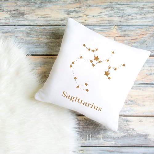 Modern Zodiac Sign Gold Sagittarius Element  Fire Outdoor Pillow