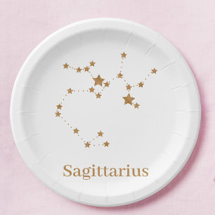 Modern Zodiac Sign Gold Sagittarius Element Fire Paper Plates