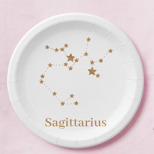 Modern Zodiac Sign Gold Sagittarius Element  Fire Paper Plates