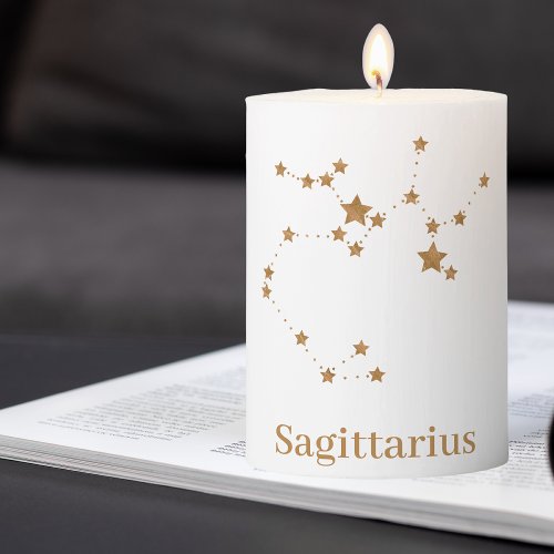 Modern Zodiac Sign Gold Sagittarius Element  Fire Pillar Candle