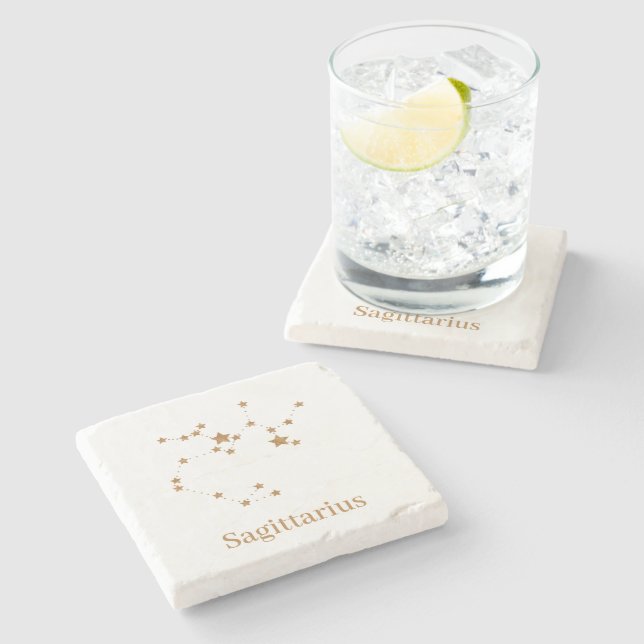 Modern Zodiac Sign Gold Sagittarius| Element  Fire Stone Coaster (Side)