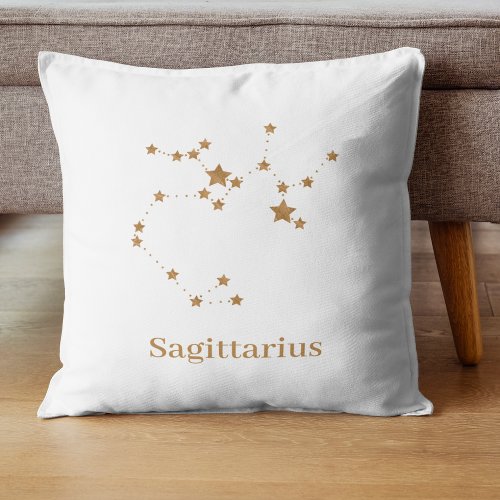 Modern Zodiac Sign Gold Sagittarius Element  Fire Throw Pillow