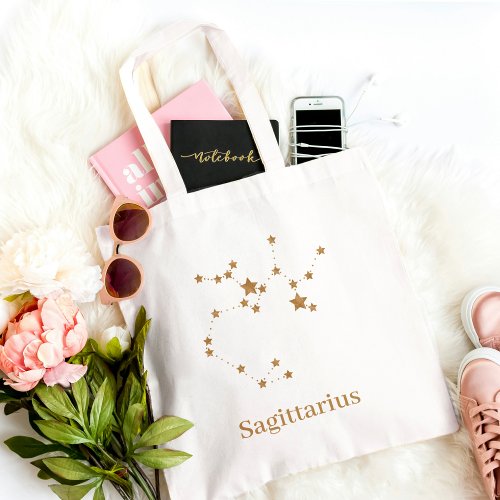 Modern Zodiac Sign Gold Sagittarius Element  Fire Tote Bag