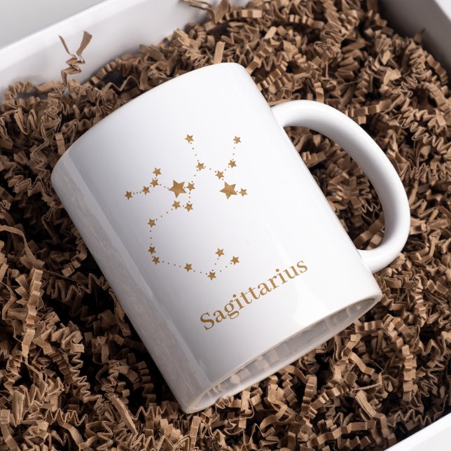 Modern Zodiac Sign Gold Sagittarius| Element  Fire Two-Tone Coffee Mug (Creator Uploaded)