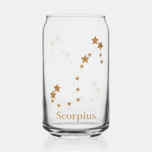 Modern Zodiac Sign Gold Scorpius  Element Water Can Glass