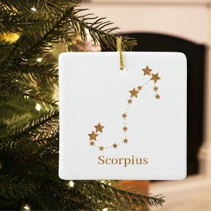 Modern Zodiac Sign Gold Scorpius   Element Water  Ceramic Ornament