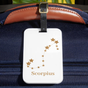 Modern Zodiac Sign Gold Scorpius Element Water Luggage Tag