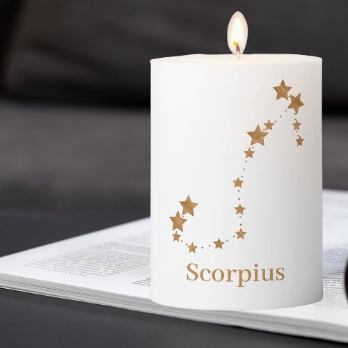 Modern Zodiac Sign Gold Scorpius  Element Water  Pillar Candle