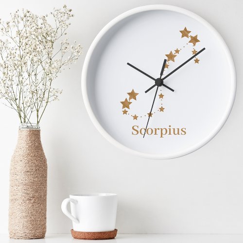 Modern Zodiac Sign Gold Scorpius  Element Water  Round Clock