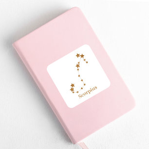 Modern Zodiac Sign Gold Scorpius Element Water Square Sticker