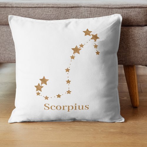 Modern Zodiac Sign Gold Scorpius  Element Water  Throw Pillow