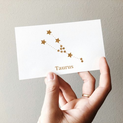Modern Zodiac Sign Gold Taurus  Element Earth Business Card