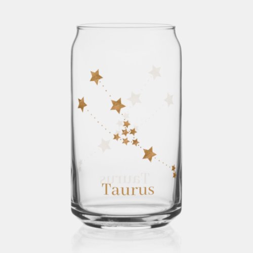 Modern Zodiac Sign Gold Taurus  Element Earth Can Glass
