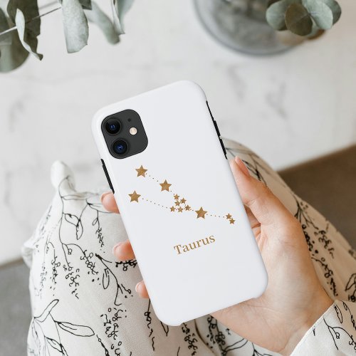 Modern Zodiac Sign Gold Taurus  Element Earth iPhone 11 Case