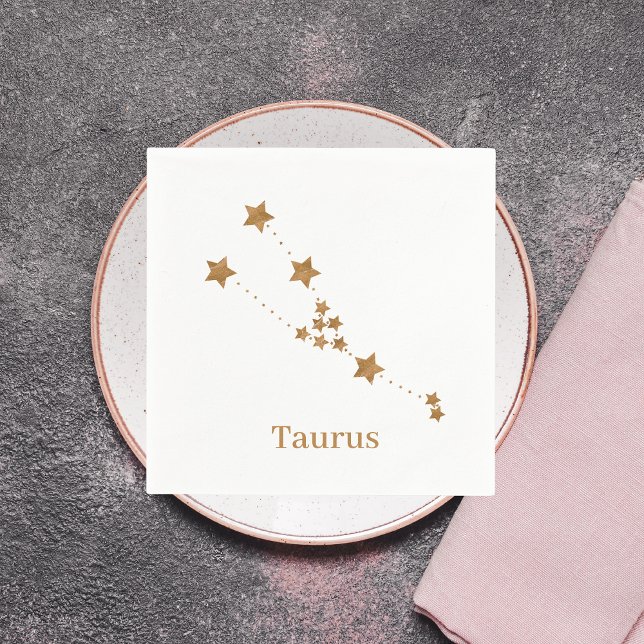 Modern Zodiac Sign Gold Taurus | Element Earth Napkins (Creator Uploaded)
