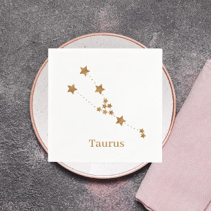Modern Zodiac Sign Gold Taurus Element Earth Napkins