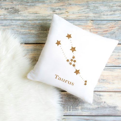 Modern Zodiac Sign Gold Taurus  Element Earth Outdoor Pillow