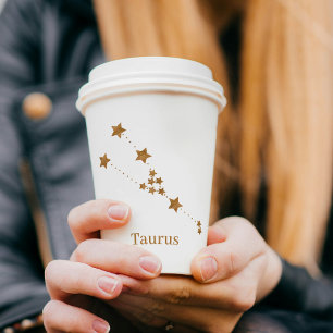 Modern Zodiac Sign Gold Taurus Element Earth Paper Cups