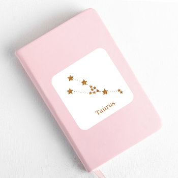Modern Zodiac Sign Gold Taurus | Element Earth Square Sticker by LovePattern at Zazzle