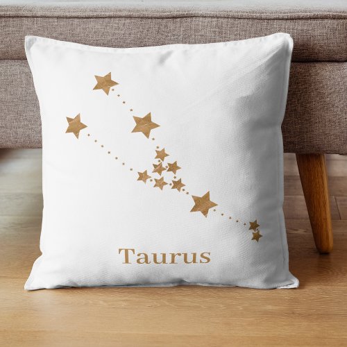 Modern Zodiac Sign Gold Taurus  Element Earth Throw Pillow