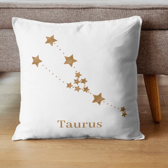 Modern Zodiac Sign Gold Taurus | Element Earth Throw Pillow (Creator Uploaded)