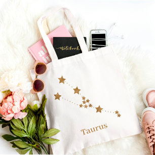Modern Zodiac Sign Gold Taurus Element Earth Tote Bag
