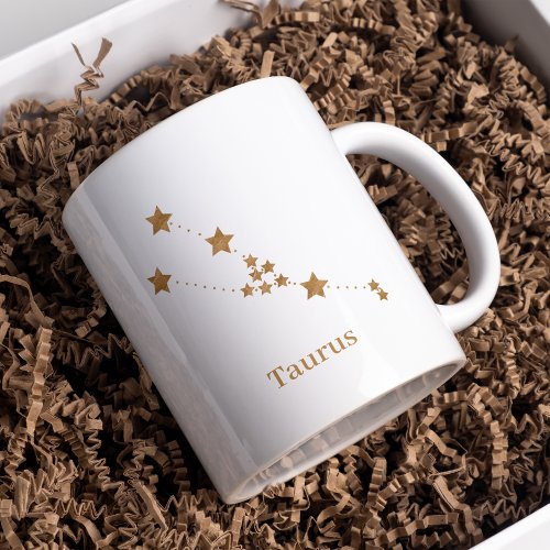 Modern Zodiac Sign Gold Taurus  Element Earth Two_Tone Coffee Mug