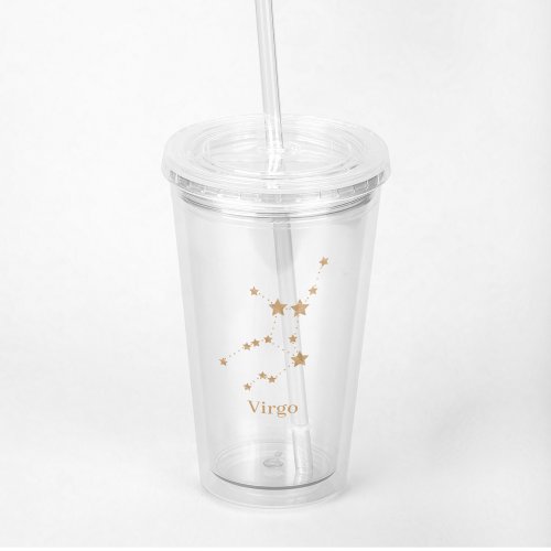 Modern Zodiac Sign Gold Virgo  Element Earth Acrylic Tumbler