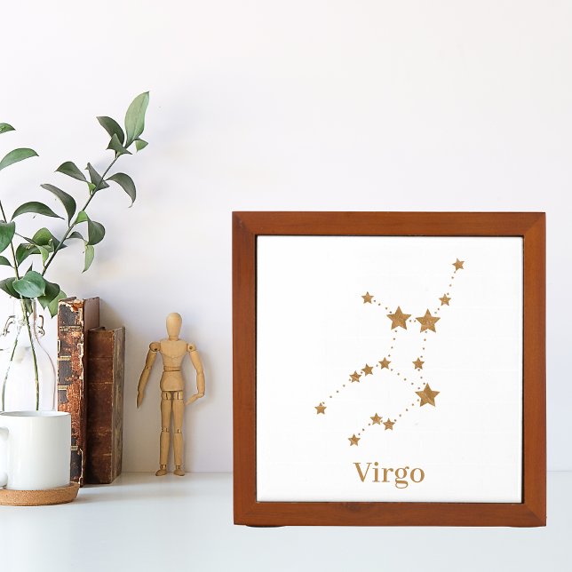 Modern Zodiac Sign Gold Virgo | Element Earth Desk Organizer (Creator Uploaded)