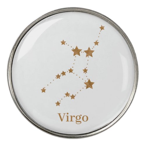 Modern Zodiac Sign Gold Virgo  Element Earth Golf Ball Marker