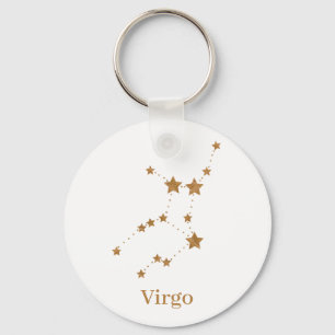 Modern Zodiac Sign Gold Virgo   Element Earth Keychain