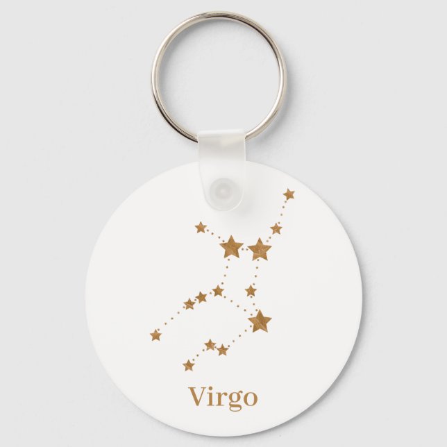 Modern Zodiac Sign Gold Virgo | Element Earth Keychain (Front)
