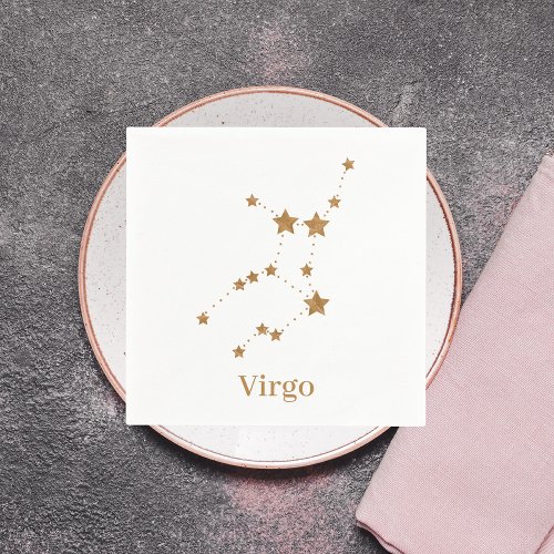 Modern Zodiac Sign Gold Virgo  Element Earth Napkins