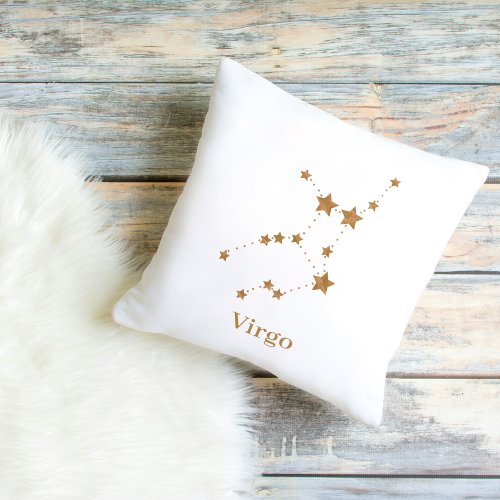 Modern Zodiac Sign Gold Virgo  Element Earth Outdoor Pillow