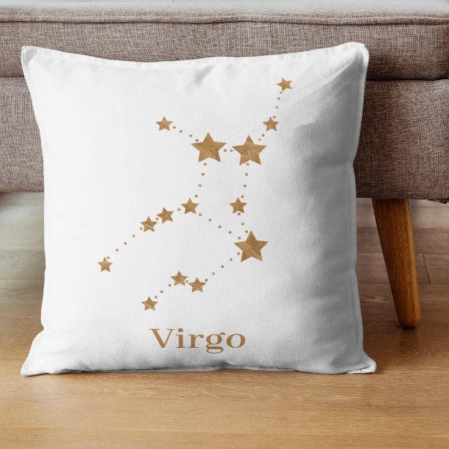 Modern Zodiac Sign Gold Virgo | Element Earth Throw Pillow (Creator Uploaded)