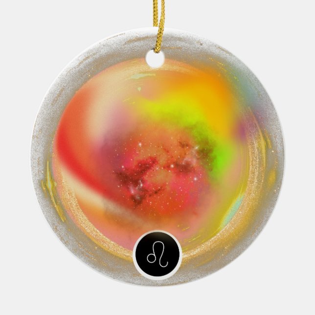 Modern Zodiac Sign Leo Quote | Element Fire Ceramic Ornament (Front)