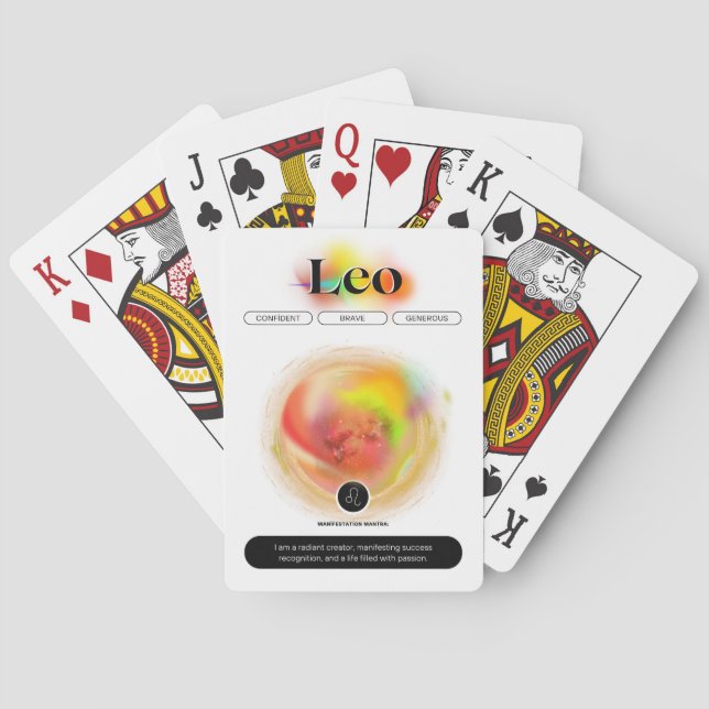 Modern Zodiac Sign Leo Quote | Element Fire Poker Cards (Back)