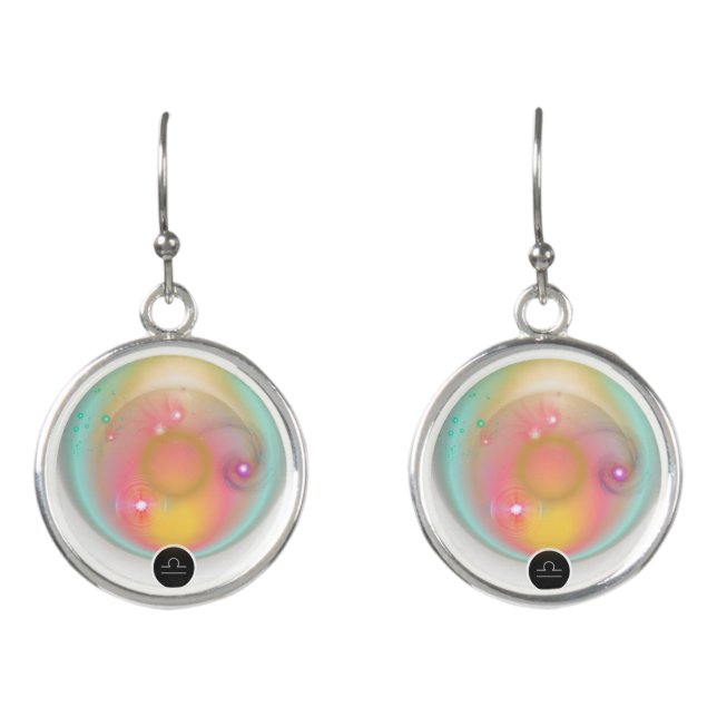 Modern Zodiac Sign Libra Quote Air Element Earrings (Front)