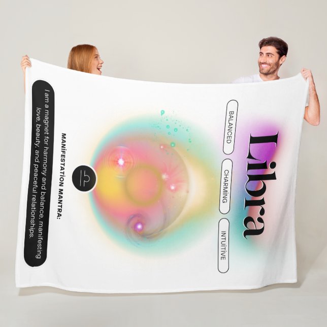 Modern Zodiac Sign Libra Quote Air Element Fleece Blanket (In Situ)