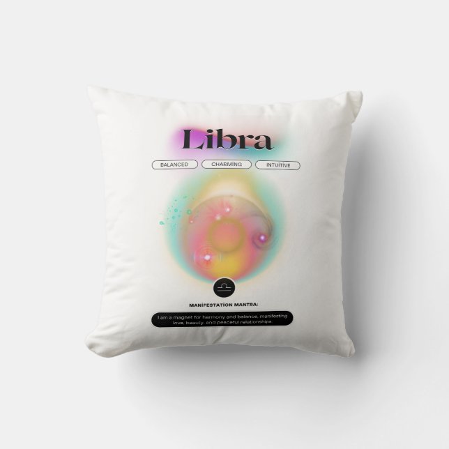 Modern Zodiac Sign Libra Quote Air Element Throw Pillow (Front)