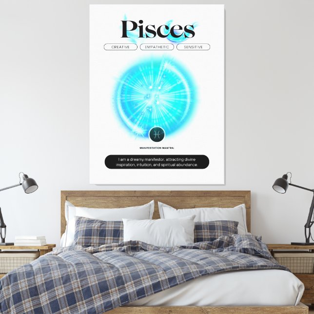 Modern Zodiac Sign pisces Quote Water Element (Insitu(Bedroom))