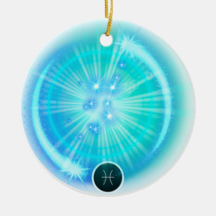 Modern Zodiac Sign PIsces Quote Water Element Ceramic Ornament