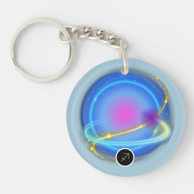 Modern Zodiac Sign Sagittarius Quote Element Fire Keychain (Front)