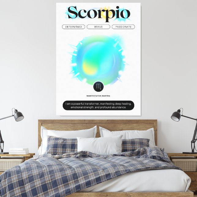 Modern Zodiac Sign Scorpio Quote Water Element (Insitu(Bedroom))